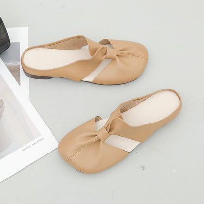 Women’s slip-on shoes with a bow and a soft sole